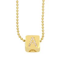 Creative Square Letter Pendant With Zircon Dice Copper Necklace sku image 1