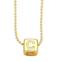 Creative Square Letter Pendant With Zircon Dice Copper Necklace sku image 3