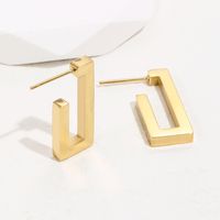 14k Gold Plated Titanium Steel Fashion Simple Square Earrings main image 3