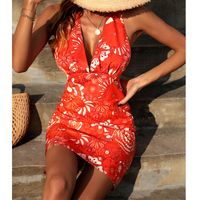 2022 Summer Fashion New Women's V-neck Sexy Beach Dress Print Skirt main image 6