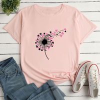 Camiseta Informal Suelta Con Estampado De Flores Y Corazones Para Mujer main image 5