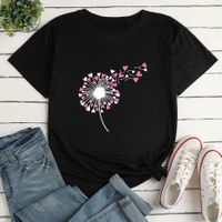 Camiseta Informal Suelta Con Estampado De Flores Y Corazones Para Mujer sku image 5