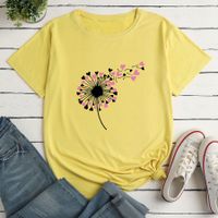 Camiseta Informal Suelta Con Estampado De Flores Y Corazones Para Mujer sku image 17
