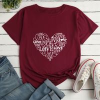 Letter Heart Print Ladies Loose Casual T-shirt main image 2