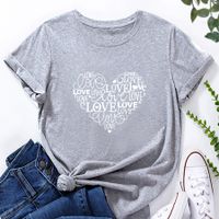 Camiseta Informal Suelta Con Estampado De Corazones Y Letras Para Mujer main image 5