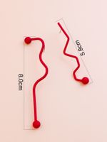 Korean Simple Asymmetrical Curve Long Stud Earrings main image 4