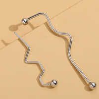 Korean Simple Asymmetrical Curve Long Stud Earrings main image 10