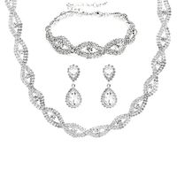 Bridal Jewelry Necklace Bracelet Earring Set Three-piece Hollow Jewelry main image 6