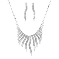 Fashion Claw Chain Rhinestone Zircon Angel Tear Drop Necklace Earrings Bridal Jewelry Set main image 6