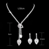 Fashion Water Drop Imitation Glass Rhinestone Long Pendent Necklace Earrings Set main image 4