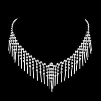 New Tassel Full Diamond Necklace Earrings Bridal Set Two-piece Set main image 3