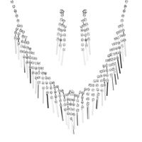 New Tassel Full Diamond Necklace Earrings Bridal Set Two-piece Set main image 5