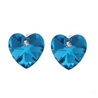 Simple Colorful Heart Crystal Stud Earrings main image 4