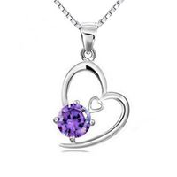 Wholesale Simple Heart Zircon Two Tone Ladies Pendant Necklace Earring Set main image 4