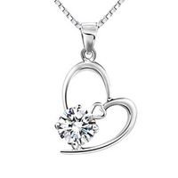 En Gros Simple Coeur Zircon Deux Tons Dames Pendentif Collier Boucle D'oreille Ensemble main image 3