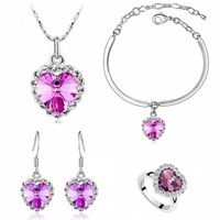 Fashion Ocean Heart Earrings Necklace Bracelet Ring Four-piece Set main image 5