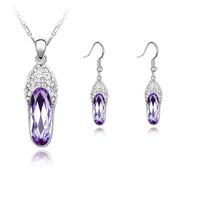Jewelry Two-piece Small Slippers Inlaid Crystal Pendant Women's Necklace Earrings main image 1