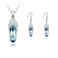 Jewelry Two-piece Small Slippers Inlaid Crystal Pendant Women's Necklace Earrings main image 5