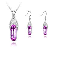 Jewelry Two-piece Small Slippers Inlaid Crystal Pendant Women's Necklace Earrings main image 4