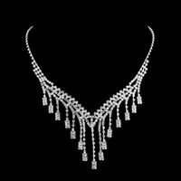 Conjunto De Pulsera Y Pendientes De Collar De Diamantes Largos Para Mujer De Boda Nueva main image 3