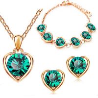 Wholesale Fashion Heart Elements Diamond Bracelet Earrings Necklace Set main image 1