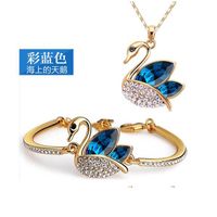 Fashion Simple Full Diamond Swan Crystal Alloy Necklace Bracelet main image 4