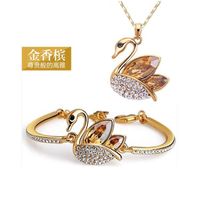 Fashion Simple Full Diamond Swan Crystal Alloy Necklace Bracelet main image 6