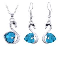 Fashion Jewelry Wholesale Swan Crystal Earrings Necklace Set main image 2
