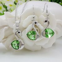 Fashion Jewelry Wholesale Swan Crystal Earrings Necklace Set main image 5