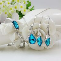 Wholesale Geometric Water Drop Crystal Pendent Jewelry 3-piece Set main image 3