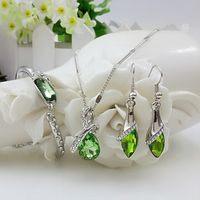 Wholesale Geometric Water Drop Crystal Pendent Jewelry 3-piece Set main image 4