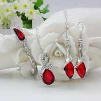 Wholesale Geometric Water Drop Crystal Pendent Jewelry 3-piece Set main image 5