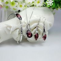 Wholesale Geometric Water Drop Crystal Pendent Jewelry 3-piece Set main image 6