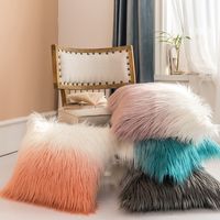 Fashion Simple Gradient Color Double Sided Imitation Rabbit Hair Pillow main image 3