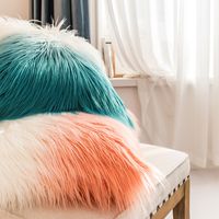 Fashion Simple Gradient Color Double Sided Imitation Rabbit Hair Pillow main image 4