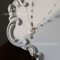 Fashion Butterfly Long Pearl Tassel Titanium Steel 18k Gold Necklace main image 4