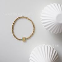 Bloc Mahjong Amusant Bracelet Boule Élastique Petites Perles D&#39;or Femmes Titane Acier Plaqué Or main image 4