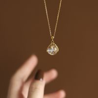 Fashion Simple Crystal Ball  Titanium Steel Plated 18k Gold Necklace main image 2