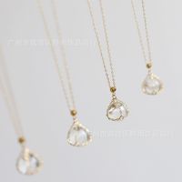 Fashion Simple Crystal Ball  Titanium Steel Plated 18k Gold Necklace main image 5