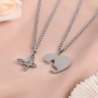 Fashion Creative Stainless Steel Butterfly Heart-shaped Necklace Set main image 3