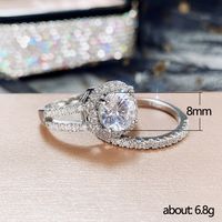 Fashion Geometric Micro-encrusted Diamond Zircon Copper Pair Ring main image 6