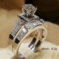 Fashion Three-dimensional Simulation Diamond Hearts And Arrows Alloy Engagement Ring main image 3