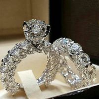 Fashion Full Diamond Copper Ladies Engagement Wedding Ring main image 1