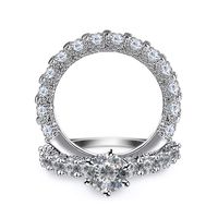 Fashion Full Diamond Copper Ladies Engagement Wedding Ring main image 3