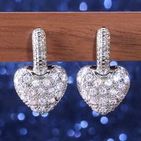 Korean Version Of Heart Pendant Copper Inlaid Zircon Earrings main image 3