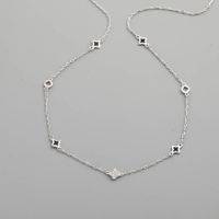 Simple Hollow Clover Inlaid Zirconium Geometric 925 Silver Necklace main image 1