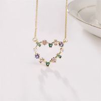 Fashion Copper-plated Gold-plated Zircon Heart-shaped Pendant Necklace main image 4