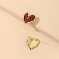 Korean Style Dripping Oil Heart Shaped Alloy Stud Earrings Wholesale main image 4