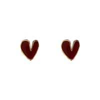 Korean Style Dripping Oil Heart Shaped Alloy Stud Earrings Wholesale main image 6