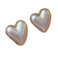 Boucles D&#39;oreilles En Alliage Rond En Forme De Coeur En Perles Acryliques Simples En Gros main image 6